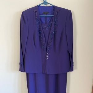 Women’s purple dress with matching coat